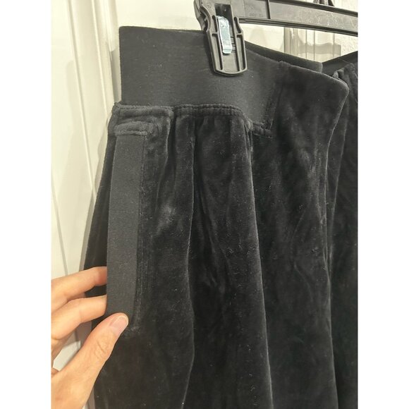 C.B. Casual Black Velvet Wide-Leg Pants With Elastic Waistband - Picture 4 of 9